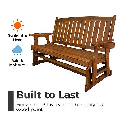 Patio Glider, with Cup Holders, High Back and Deep Contoured Seat, Heavy Duty 800 Lb (3-Seater)