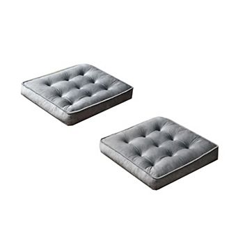Memory Foam Floor Cushions: 2-Pack, 20x20" Grey, for Adults & Kids, Multi-Use, Meditation