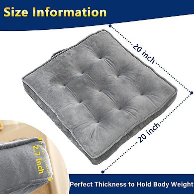 Memory Foam Floor Cushions: 2-Pack, 20x20" Grey, for Adults & Kids, Multi-Use, Meditation