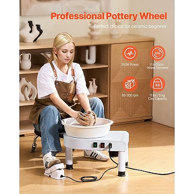 Electric Pottery Wheel for Home and Classroom Use with Lift-Top Table and Tool Set