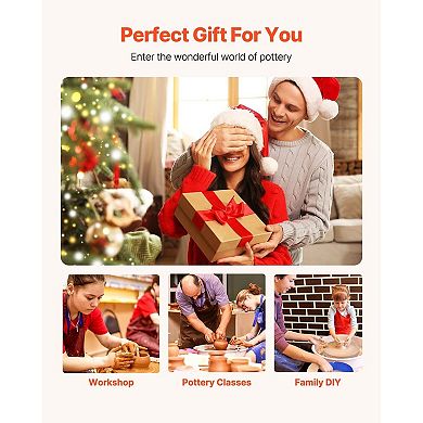 Electric Pottery Wheel for Home and Classroom Use with Lift-Top Table and Tool Set