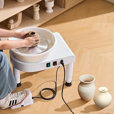 Electric Pottery Wheel for Home and Classroom Use with Lift-Top Table and Tool Set