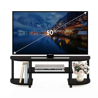 3-Tier TV Entertainment Center with Curved Shelves: Espresso Finish