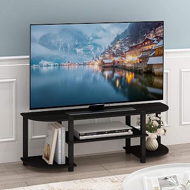 3-Tier TV Entertainment Center with Curved Shelves: Espresso Finish