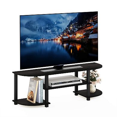 3-Tier TV Entertainment Center with Curved Shelves: Espresso Finish