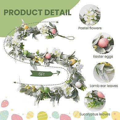 6Ft Easter Garland Spring Pastel Artificial Flower Home Decor