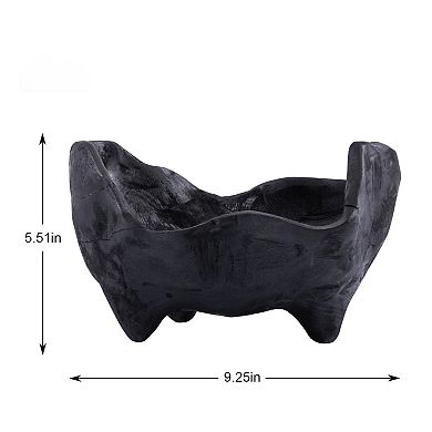 Oak Wood Black Decorative Bowl - Small for Entryway, Kitchen, or Dining Room - Boho Farmhouse