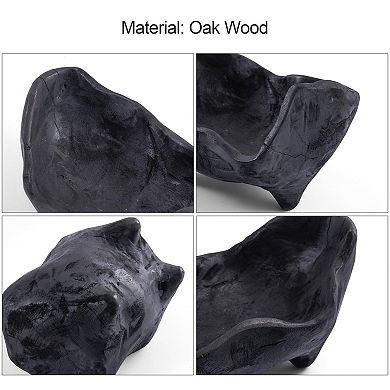 Oak Wood Black Decorative Bowl - Small for Entryway, Kitchen, or Dining Room - Boho Farmhouse