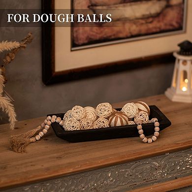 Handcrafted Decorative Long Wood Bowl: Perfect for Home Decor, Table Centerpiece, or Candle Holder