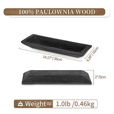 Handcrafted Decorative Long Wood Bowl: Perfect for Home Decor, Table Centerpiece, or Candle Holder