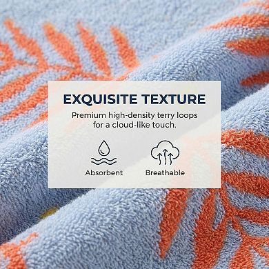 Cotton Soft Hand Towel for Bathroom, Leaf Pattern Absorbent Towel for Home 29" x 13"