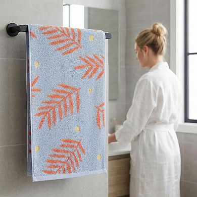 Cotton Soft Hand Towel for Bathroom, Leaf Pattern Absorbent Towel for Home 29" x 13"