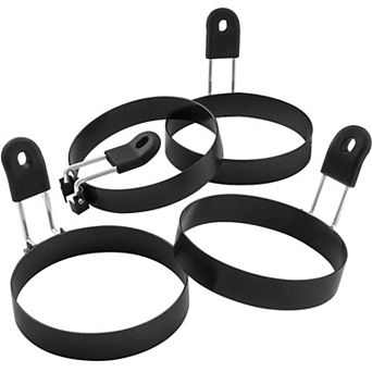 Set of 4 Nonstick 3.5" Egg Rings for Muffins, Pancakes, & Sandwiches Indoor/Outdoor Use