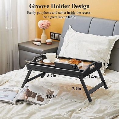 2 Pack Breakfast In Bed Tray with Folding Legs and Handles - Perfect for Adults and Kids