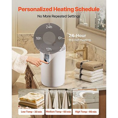 Towel Warmer Bucket for Bathroom with Adjustable Temperature, Timer, and Safety Lock