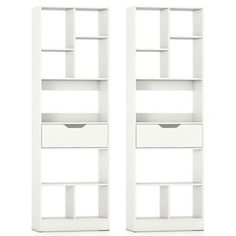 Costway 61” Bookcase with Drawer, 8 Open Cubes, Anti-toppling Kits for Living Room, Study