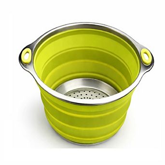 Green 8" Color Burst Collapsible Stainless Steel Colander Strainer