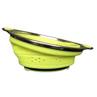 Green 8" Color Burst Collapsible Stainless Steel Colander Strainer