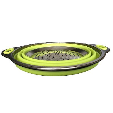 Green 8" Color Burst Collapsible Stainless Steel Colander Strainer