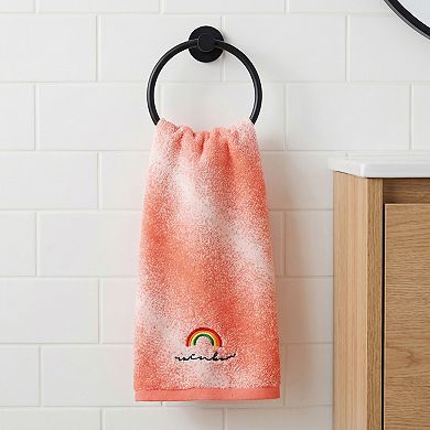 Rainbow Embroidered Gradient Cotton Hand Towels, 2 Pack Soft Absorbent Towels for Bathroom 13" x 28"