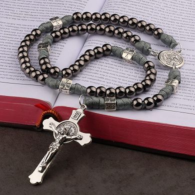 Saint Benedict Paracord Rosary Heavy Metal Beads Men