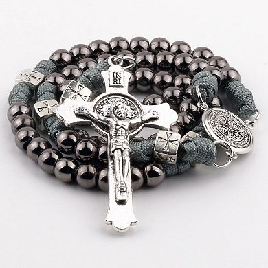 Saint Benedict Paracord Rosary Heavy Metal Beads Men