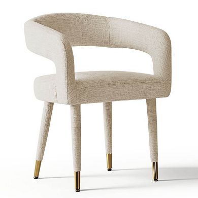 Set of 2 Modern Upholstered Dining Chairs with Curved Backrest