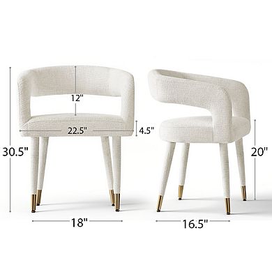 Set of 2 Modern Upholstered Dining Chairs with Curved Backrest
