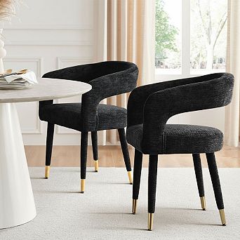 Set of 2 Modern Upholstered Dining Chairs with Curved Backrest