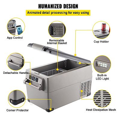 Portable Car Refrigerator Freezer with Compressor Cooling and Digital Display