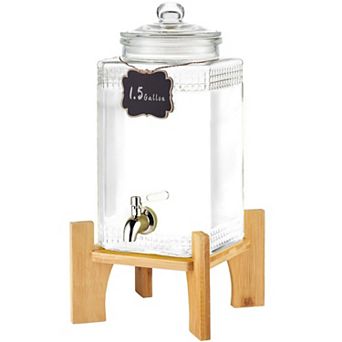 Clear Glass Beverage Dispenser, 1.5-Gallon Capacity for Lemonade, Iced Tea, and Punch