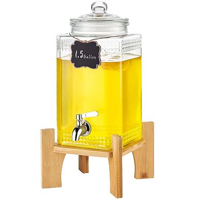 Clear Glass Beverage Dispenser, 1.5-Gallon Capacity for Lemonade, Iced Tea, and Punch