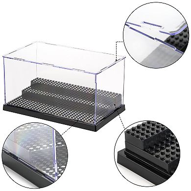 2-Pack Acrylic Display Case for Minifigures Action Figures with 3 Movable Steps: Dustproof, Clear