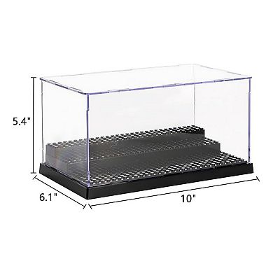 2-Pack Acrylic Display Case for Minifigures Action Figures with 3 Movable Steps: Dustproof, Clear