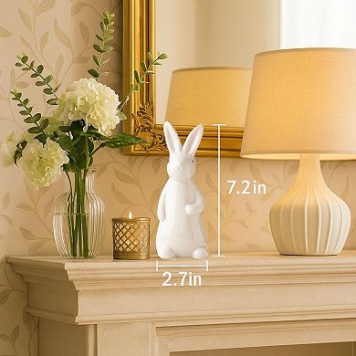 Spring Easter Bunny Figurine Ceramic Rabbit Table Mantel Decor