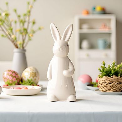 Spring Easter Bunny Figurine Ceramic Rabbit Table Mantel Decor