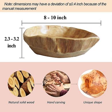 Handcrafted Wood Bowls: Rustic, Irregular, Decorative, Multi-Use (8"-10" Diameter)