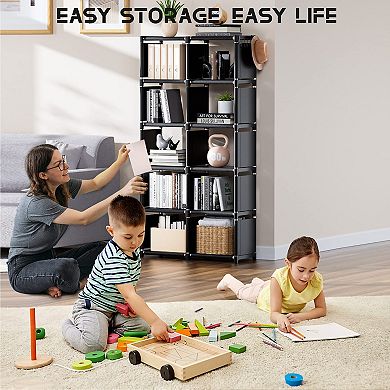 12 Cube Storage Organizer DIY Bookcase Metal Bookshelf for Bedroom, Living Room, Office, Closet