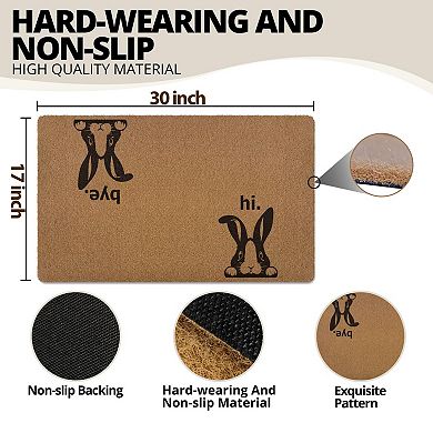 Funny Easter Bunny Welcome Door Mat Entryway Decor 17"x30"