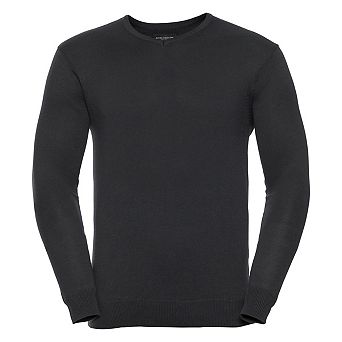 Russell Collection Mens V-Neck Knitted Pullover Sweatshirt