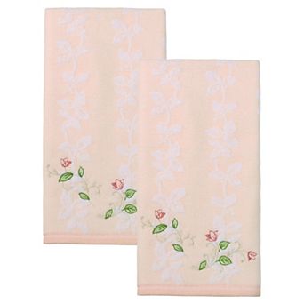 Cotton Jacquard Hand Towels with Floral Embroidery, 27"x13" Ultra Soft Towel Set for Room