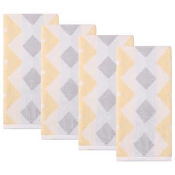 Geometric Rhombus Cotton Hand Towel, Soft Color Block Jacquard Hand Towels for Bathroom 13" x 28"