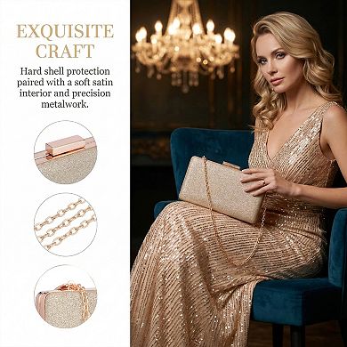 Clutch Purse for Women Elegant Evening Bag with 2 Removable Chains