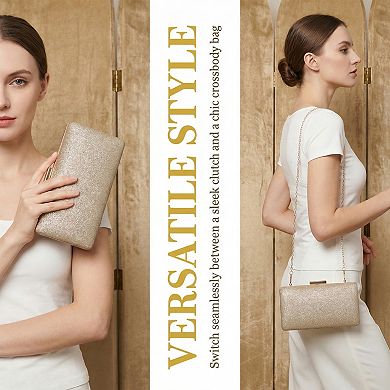 Clutch Purse for Women Elegant Evening Bag with 2 Removable Chains