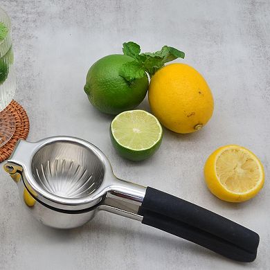 Stainless Steel Lemon Squeezer, Heavy Duty, Non-Slip Grip, Manual Citrus Juicer