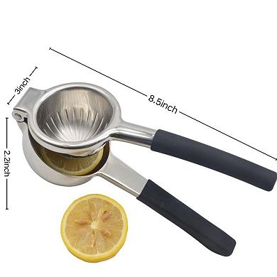 Stainless Steel Lemon Squeezer, Heavy Duty, Non-Slip Grip, Manual Citrus Juicer