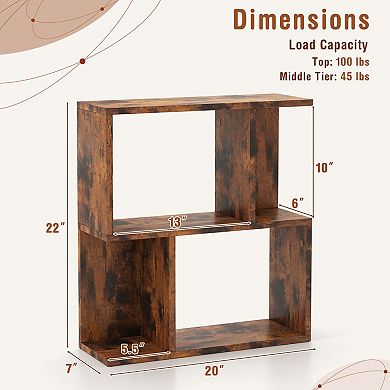 Costway 3-Tier Bookshelf Geometric Bookcase Side Table with Open Storage Display Shelf
