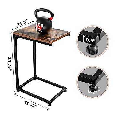 C Shaped End Table TV Tray Table with Living Room