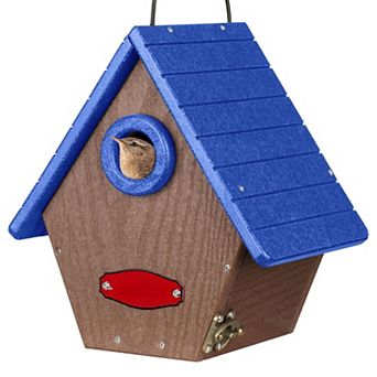 Recycled Plastic Birdhouse for Outdoors: Hanging Nesting Box with Predator Guard Air Vents