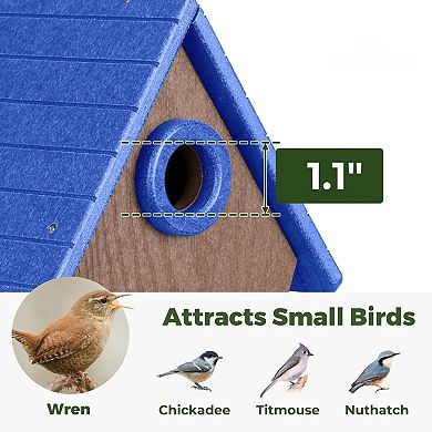 Recycled Plastic Birdhouse for Outdoors: Hanging Nesting Box with Predator Guard Air Vents